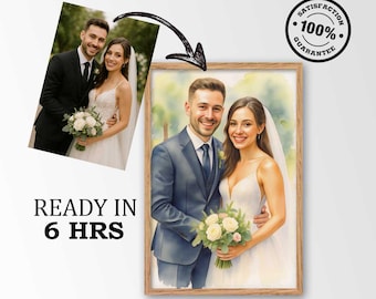Custom Watercolor Wedding Portrait from Photo | Personalized Bride & Groom Painting | Wedding Gift | Anniversary Gift | Wedding Portrait