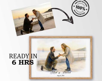 Custom Watercolor Proposal Portrait from Photo | Engagement Gift | Couple Painting | Proposal Gift | Anniversary Gift | Watercolor Portrait