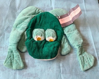 Vintage Bathing Buddies kikker badpop washandje groot (volwassenenformaat) jaren 70 en 80
