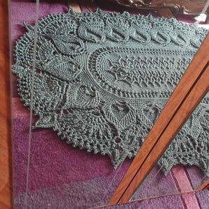 Grey Oval Floor Mat 63x87", Handmade Crochet Rug with Cord