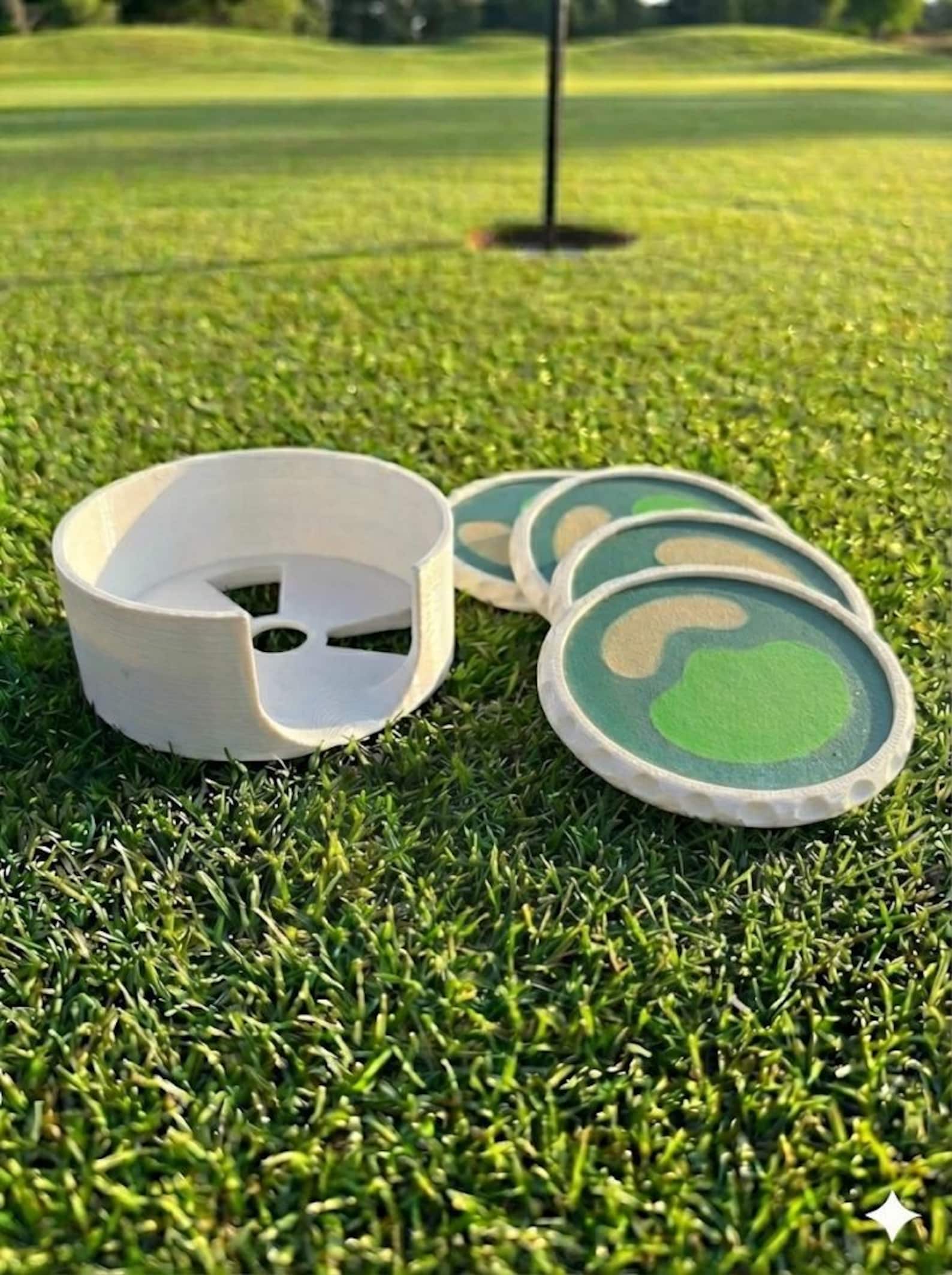 Golf Course Coaster The Green - Golf Coasters + Putting Cup Set - Etsy