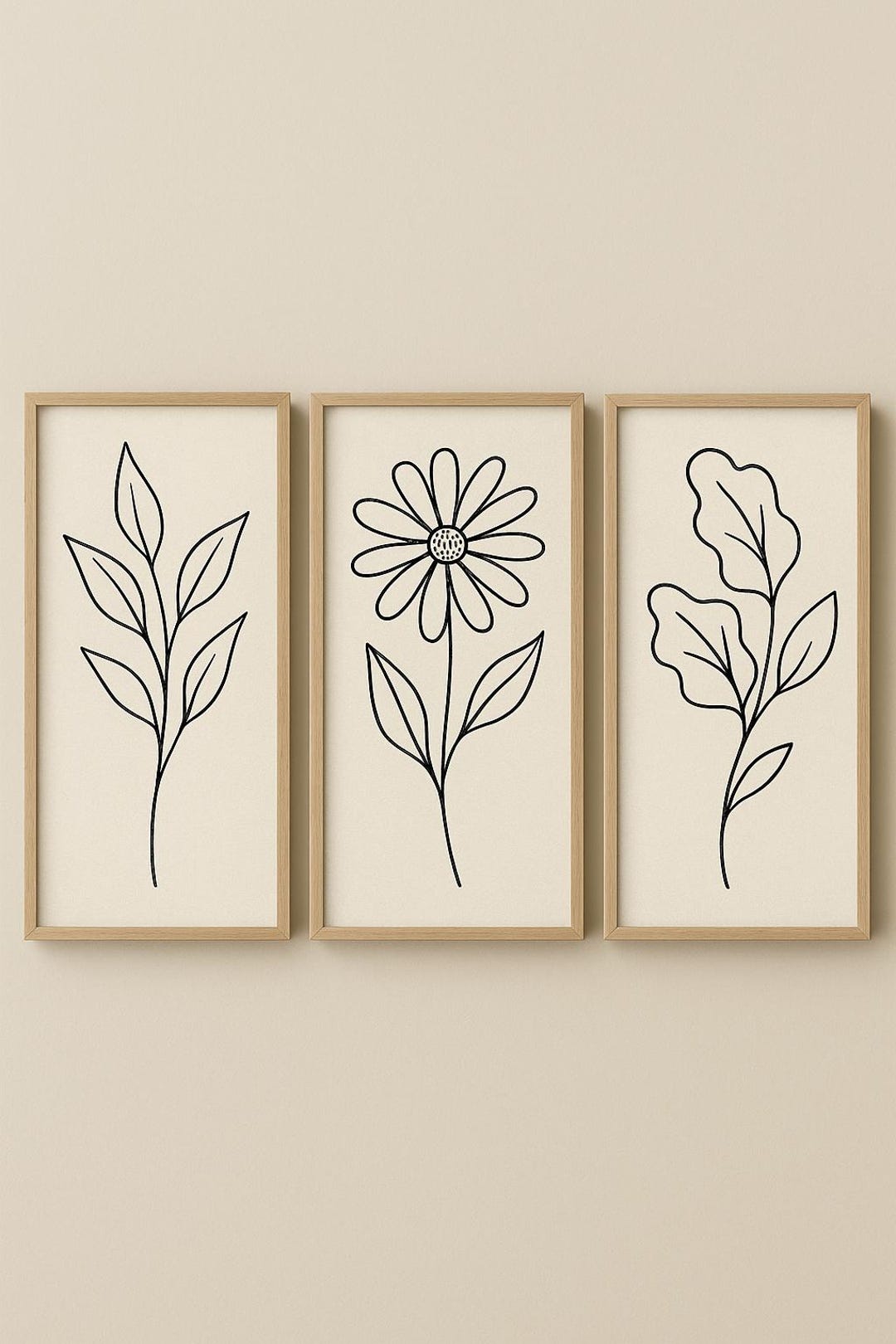 Minimalist Botanical Line Art Set of 3 – Scandinavian Wall Art ...