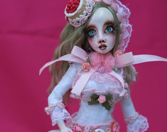 OOAK Handmade Art Doll Upcycled Lolita Fashion Cake and Donuts