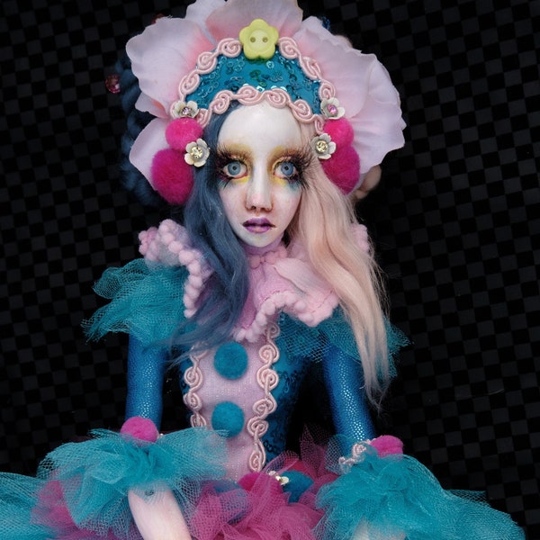 SALE OOAK Handmade Art Doll Festive Clown "Clareta"
