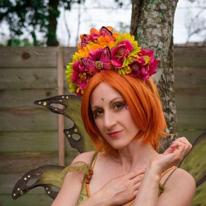 Festival Pink Yellow and green Fairy Butterfly Headpiece