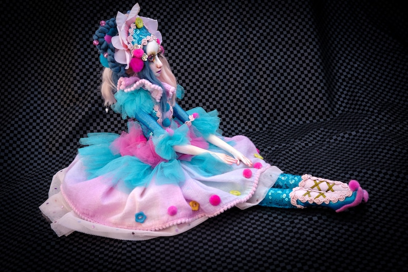 SALE OOAK Handmade Art Doll Festive Clown Clareta image 8