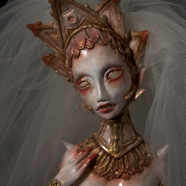 OOAK Veiled Gothic Vampire  Art Sculpt "The Bride" Inspired by Gothic Architecture