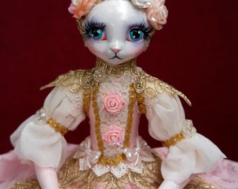 Bambola gatto vittoriana fantasy OOAK Rosaline
