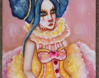 Circus Clown 8x10 Acrylic Painting on Canvas