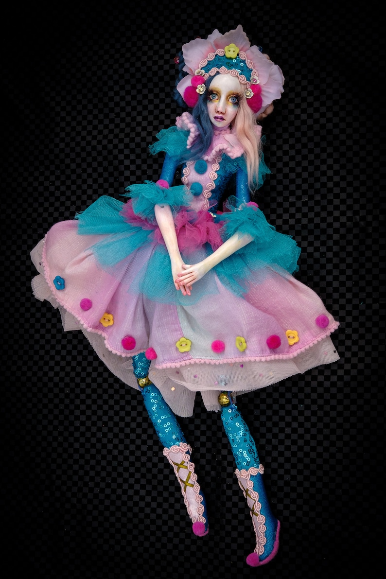 SALE OOAK Handmade Art Doll Festive Clown Clareta image 2