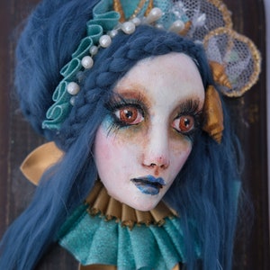 OOAK Handmade Wallpiece Mermaid Face Blue Hair image 6