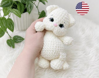 Wzór na szydełkową maskotkę Milash the Kitty Amigurumi, pluszowy kotek w formacie PDF do pobrania natychmiast
