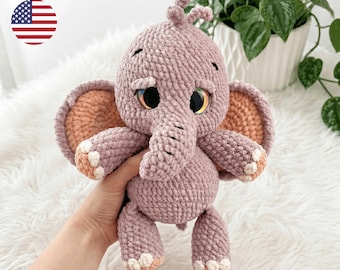 Wzór szydełkowy na słoniątko amigurumi – pluszowa zabawka w formacie PDF (do natychmiastowego pobrania)