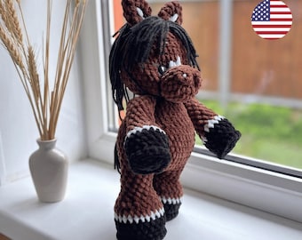 Wzór szydełkowy na małego konika amigurumi w formacie PDF | Pluszowy koń dla początkujących