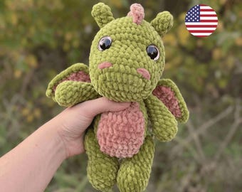 Wzór na szydełko smoka Drakosha – pluszowa zabawka Amigurumi w formacie PDF, poziom średnio zaawansowany (natychmiastowe pobranie)