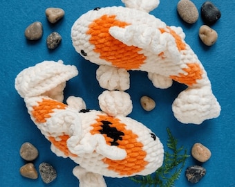 Karp Koi Amigurumi w formacie PDF | Pluszowa zabawka Chenille na szydełku | Pobierz natychmiast | Pluszowa zabawka Kawaii