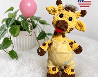 Wzór na szydełkową żyrafę amigurumi – Safari Animal PDF, poziom średnio zaawansowany, szczegółowe plamy na pyszczku (do pobrania w wersji cyfrowej)