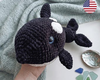 Wzór szydełkowy na orkę Amigurumi w formacie PDF | Pluszowa zabawka Orka | Pluszowe zwierzę oceaniczne | Natychmiastowe pobranie