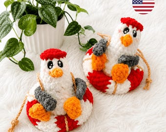 Wzór szydełkowy na amigurumi mewy z kamizelką ratunkową — Ptak morski w formacie PDF, poziom łatwy–średnio zaawansowany, do pobrania natychmiast