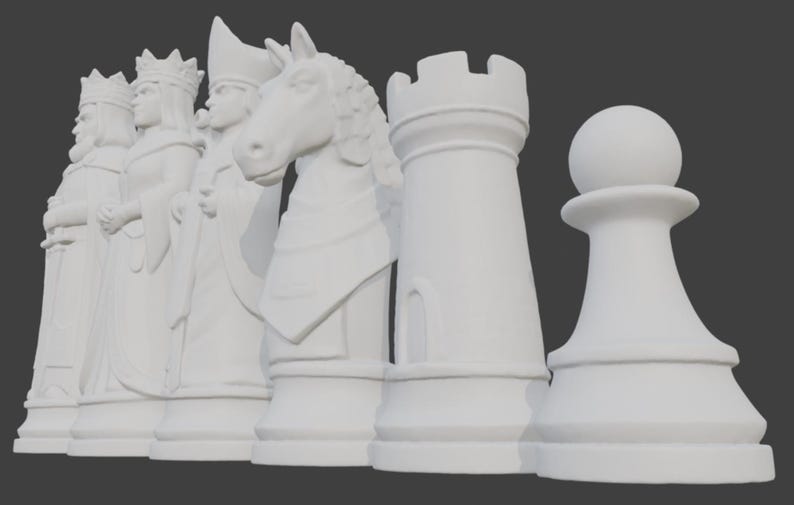 Chess Set Rook Chess Pieces Medieval 3d Printing STL Chess Pieces King Queen Laufer ...