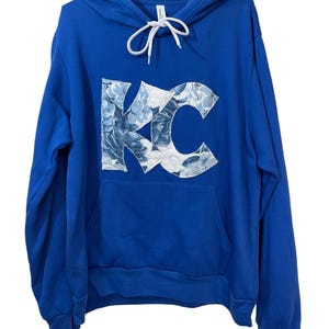 KC Kansas City Royals Blue HandAltered Hoodie - Large