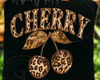 Retro körsbär PNG | Coquette Rosett Leopard Sublimering