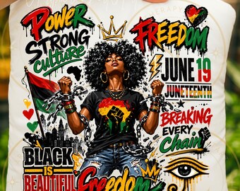 Juneteenth PNG, Black Woman, Breaking Chains Graffiti Design (Digital Download)