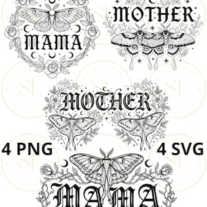 Goth Mama Celestial Mother SVG PNG Bundle, Witchy Motherhood Shirt, Mystical Moon Design