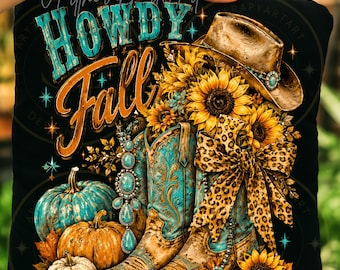 Ciao, stivali da cowboy western autunnali, girasole PNG (Arte digitale)
