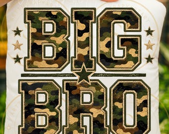 Camo Big Bro PNG, Big Brother Sublimation Design, Camouflage Boys Shirt Graphic, Hunting