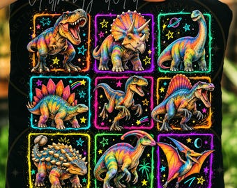 Rainbow Dinosaur PNG, Retro Colorful Dino Sublimation Design (Digital Download)