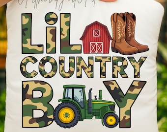 Lil' Country Boy Png, Sublimation Design, Farm, Tractor Png