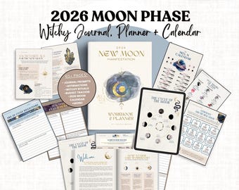 2026 New Moon Manifestation Planner, Digital Products, Lunar Journal, Witchy Calendar (PDF)