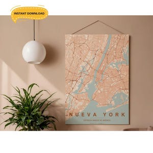 New York City Map, Printable Wall Art, Minimalist NYC Poster, Digital Download, Black White, Sepia, Neon Style, Bonus Boston Map included