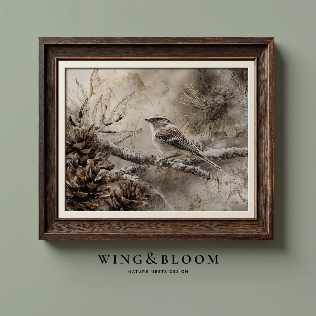 Bird Farmhouse Decor Wall Art Printable Vintage Winter Bird Art Rustic ...