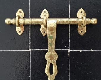 Handcrafted Solid Brass Door Latch - Vintage Moroccan Bolt Lock brass box catches buckle locks