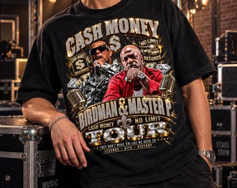 Birdman och Master P | Cash Money No Limit-turnén | Hiphop-tröjadesign | Digital nedladdning | PNG