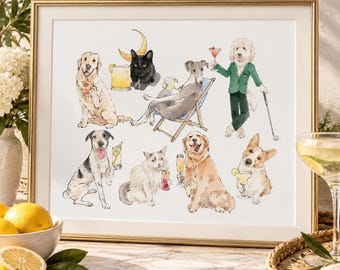 Pet Signature Drink Sign, Custom Watercolor Painting, dog signature drink sign, Signature Cocktail Wedding Sign