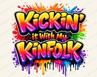 Kickin It With My Kinfolk PNG SVG, Diseño de camiseta para reunión familiar 2026, Reunión familiar PNG, Diseño de camiseta sureña