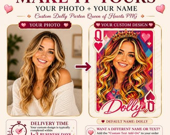 Dolly Parton Queen of Hearts PNG, personligt foto av drottning PNG, anpassad country western-konst, retro popkonst, sublimering