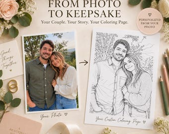 Wedding Coloring Pages | 2 Personalized Couple Portraits | Wedding Gift | Digital Download
