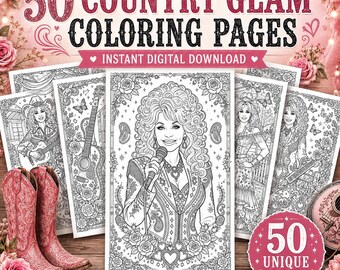 Dolly Parton målarbok, 50 Dolly målarbilder, utskrivbara målarbilder för vuxna, hyllning till RIP, minnesmålarbilder, digital nedladdning
