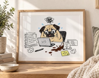 Anpassat roligt husdjursporträtt | Dåligt ritad hundskissstil | Digital utskrivbar hundväggkonst | Fult husdjursteckning | Anpassad meme-hundgåva