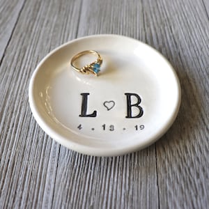 Wedding Ring Dish, Ring Holder, Engagement Gift, Bridal Shower Gift, Unique Engagement Gift, Ring Dish, Personalized Gift, Monogram Dish image 5