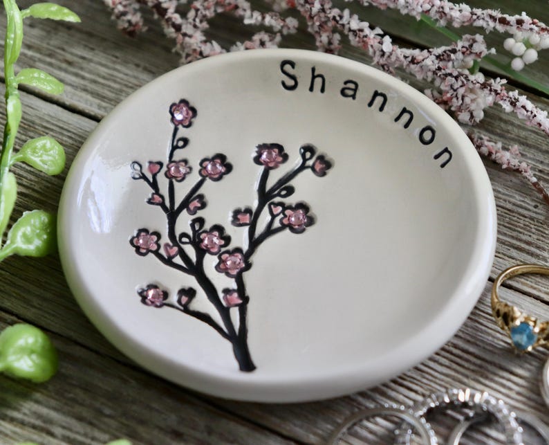 Personalized Floral Dish With Birthstone Custom Gifts for Bridesmaids