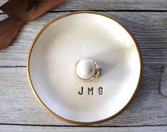 Monogram Ring Dish Holder - Personalized Bridal Shower Wedding Gift - Custom Engagement Ring Cone Stand