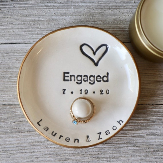 Bridesmaid gift pottery Ring Dish Wedding Gift for Couple White gold Wedding Ring holder Ring Dish Personalized Ring dish Ring holder