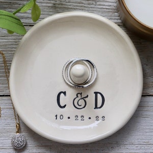 Bridal Shower Gift for Bride, Ring Dish Personalized, Engagement Gift, Wedding Gift, Ring Cone Ring Holder, Gay Wedding Gift image 8