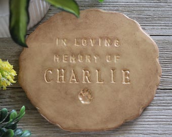 Ceramic Memorial Stone Garden Marker Indoor Outdoor Pet Loss Remembrance Gift Tribute Plaque
