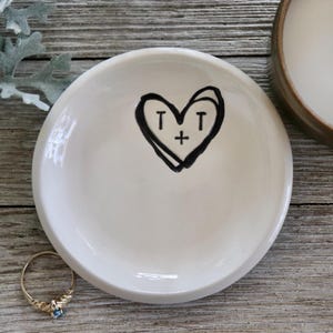 Personalized Ceramic Ring Dish | Handcrafted Jewelry Holder for Engagement, Wedding, Anniversary Gifts